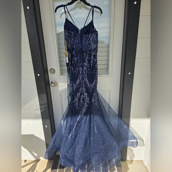 $279 Say Yes To The Dress Juniors' Glitter Mesh Corset Gown Sz 5/6 Glam Prom NWT